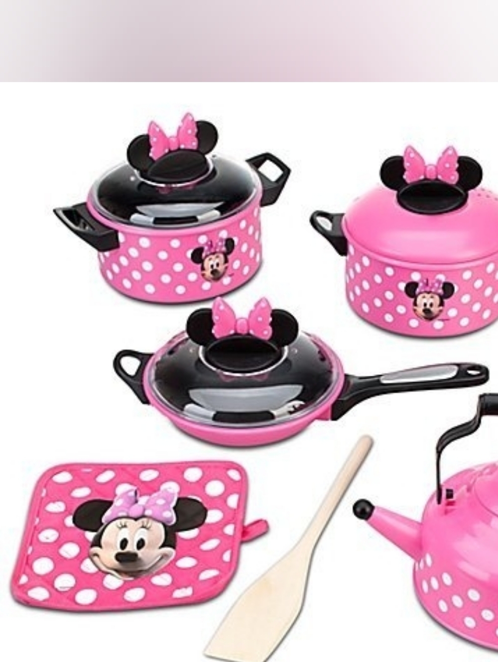 Disney Store Minnie Mouse Gourmet Pots n Pans Cooking Set Pretend Play - Picture 1 of 11